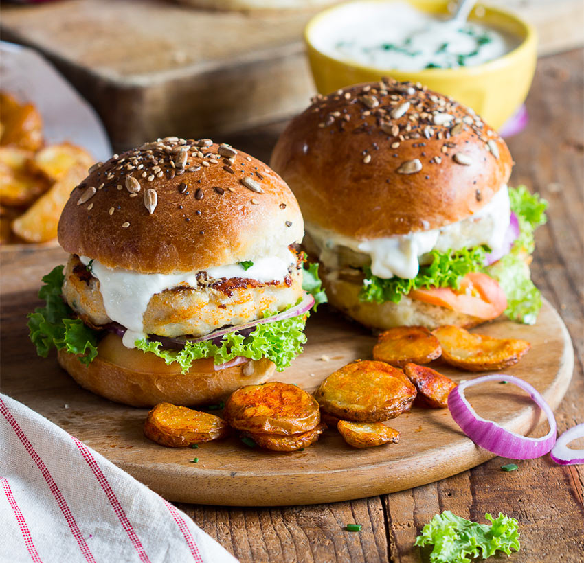FISHBURGER CON SALSA-ALLO YOGURTE ZENZERO grande