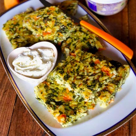 TORTINO DI RISO SPINACI E ZUCCA CON PRESCINSOA sm