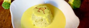 FLAN DI BROCCOLI CON FONDUTA DI CRESCENZA E ZAFFERANO ps