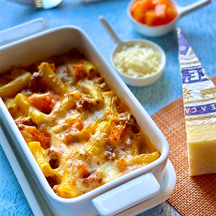 PASTA AL FORNO CON ZUCCA SALSICCIA E SAN STE sm