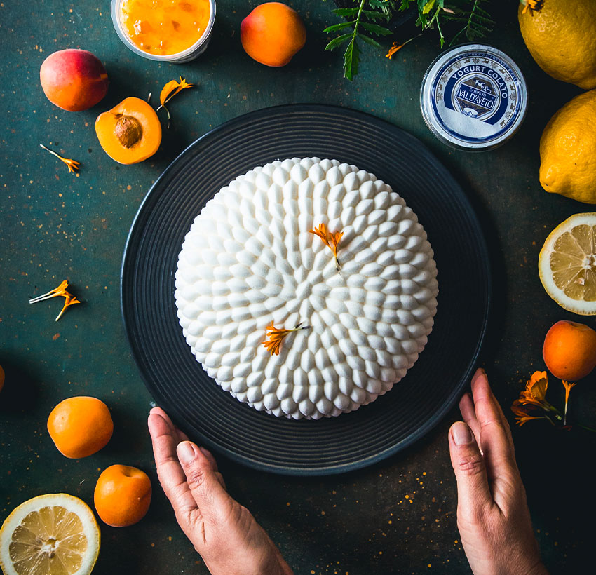 Semifreddo yogurt colato e panna con cuore all’albicocca