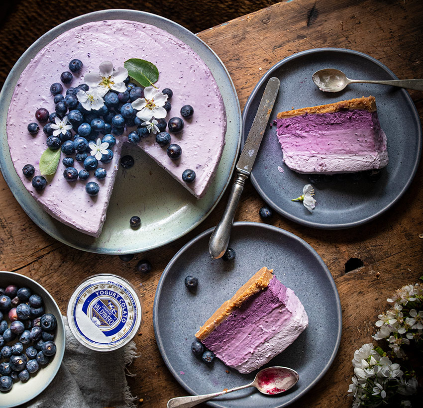 Ombre Cake allo Yogurt con mirtillo nero