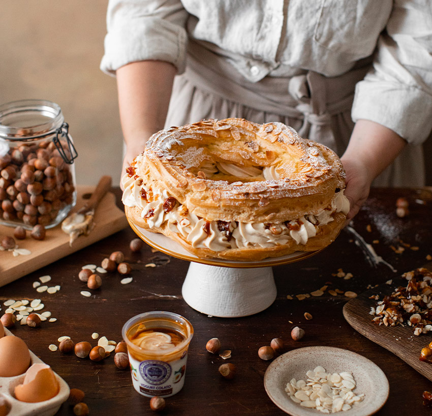 Paris brest con Yogurt Colato con Nocciola Piemonte I.G.P.