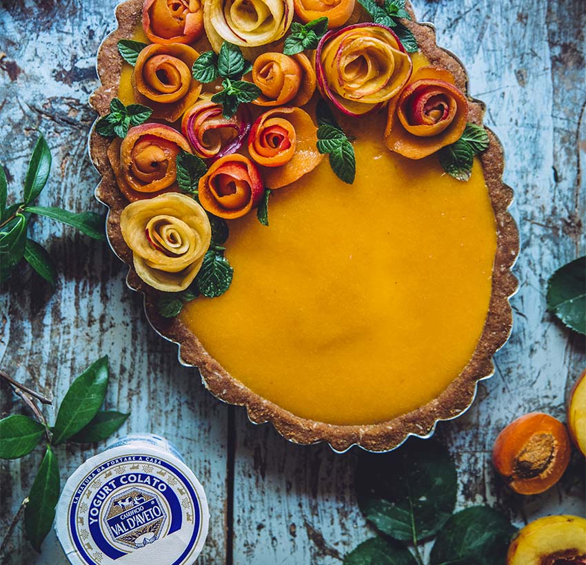 Tart cocco con panna cotta allo yogurt mango