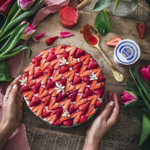 Torta fredda tripla fragola yogurt fragola