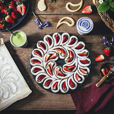 Torta frolla fragole con Pistacchio